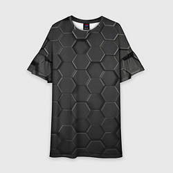 Платье клеш для девочки Abstraction hexagon grey, цвет: 3D-принт