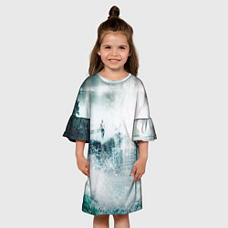Платье клеш для девочки Абстрактное свечение из будущего, цвет: 3D-принт — фото 2