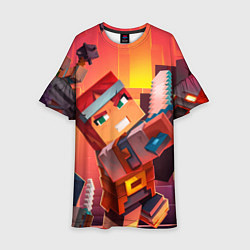 Платье клеш для девочки Minecraft воин с мечом, цвет: 3D-принт