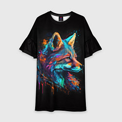 Платье клеш для девочки Красочная лиса, цвет: 3D-принт