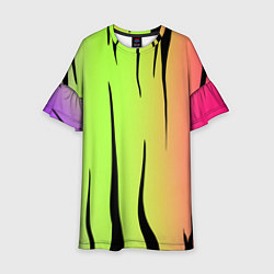 Платье клеш для девочки Звериный принт радуга, цвет: 3D-принт