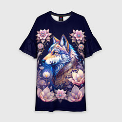 Платье клеш для девочки Мистическая волчица, цвет: 3D-принт