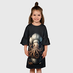 Платье клеш для девочки Осьминог-повар, цвет: 3D-принт — фото 2