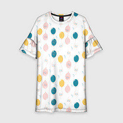 Платье клеш для девочки Узор из воздушных шариков и котов, цвет: 3D-принт