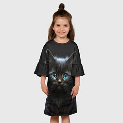 Платье клеш для девочки Голубоглазый котенок, цвет: 3D-принт — фото 2
