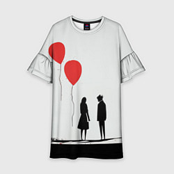 Платье клеш для девочки Минималистичный День влюблённых, цвет: 3D-принт