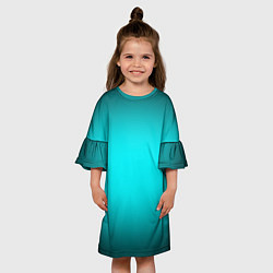 Платье клеш для девочки Неоновый синий градиент, цвет: 3D-принт — фото 2