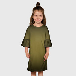 Платье клеш для девочки Градиент хаки, цвет: 3D-принт — фото 2