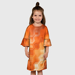 Платье клеш для девочки Золотисто-оранжевый туманный паттерн, цвет: 3D-принт — фото 2
