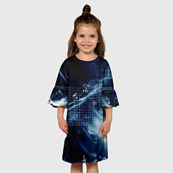 Платье клеш для девочки Тёмно-ледяной фон и бесконечный код, цвет: 3D-принт — фото 2
