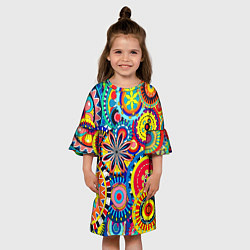 Платье клеш для девочки Психоделика калейдоскоп, цвет: 3D-принт — фото 2