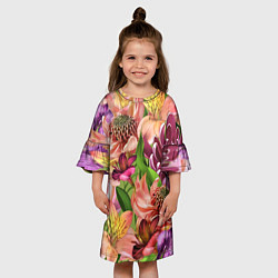 Платье клеш для девочки Райские цветы, цвет: 3D-принт — фото 2