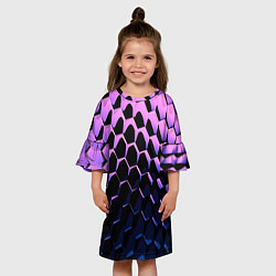 Платье клеш для девочки Шестиугольники волны, цвет: 3D-принт — фото 2