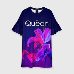 Платье клеш для девочки The Queen Королева и цветы, цвет: 3D-принт
