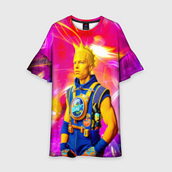 Платье клеш для девочки Барт Симпсон - крутой чувак - нейросеть, цвет: 3D-принт