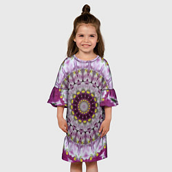 Платье клеш для девочки Мандала Нежные фиалочки, цвет: 3D-принт — фото 2