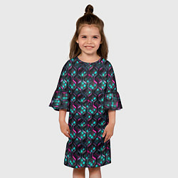 Платье клеш для девочки Неоновая кольчуга, цвет: 3D-принт — фото 2
