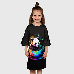 Платье клеш для девочки Панда в кружке, цвет: 3D-принт — фото 2