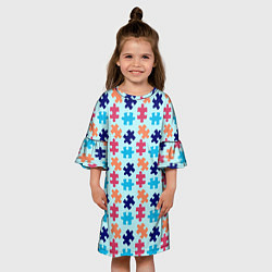 Платье клеш для девочки Разноцветный пазл, цвет: 3D-принт — фото 2
