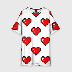 Платье клеш для девочки Сердца в стиле пиксель-арт, цвет: 3D-принт