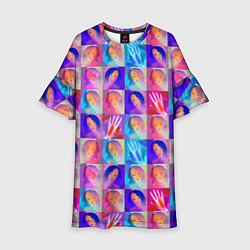 Платье клеш для девочки Клетчатый узор с девушками, цвет: 3D-принт