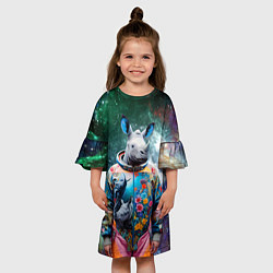 Платье клеш для девочки Rhino in spacesuit - neural network, цвет: 3D-принт — фото 2