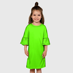 Платье клеш для девочки Кислотный зеленый, цвет: 3D-принт — фото 2