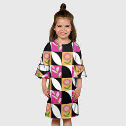 Платье клеш для девочки Веточка и цветок, цвет: 3D-принт — фото 2