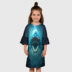Платье клеш для девочки Голодный мегалодон, цвет: 3D-принт — фото 2