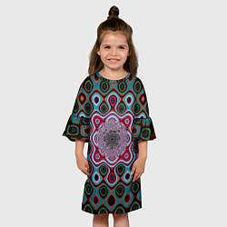 Платье клеш для девочки Зеленый круговой узор, цвет: 3D-принт — фото 2