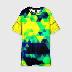 Платье клеш для девочки Yellow green texture, цвет: 3D-принт