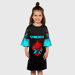 Платье клеш для девочки Сyberpunk 2077 samurai neon, цвет: 3D-принт — фото 2