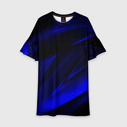Платье клеш для девочки Geometry blue stripes, цвет: 3D-принт