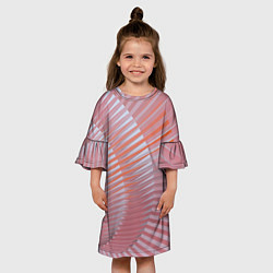 Платье клеш для девочки Абстрактные розовые волнообразные линии, цвет: 3D-принт — фото 2