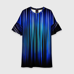 Платье клеш для девочки Neon line stripes, цвет: 3D-принт