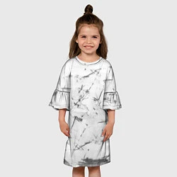 Платье клеш для девочки Серый трещины тай-дай, цвет: 3D-принт — фото 2