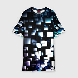 Платье клеш для девочки Неоновые кубы абстракция, цвет: 3D-принт