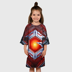 Платье клеш для девочки Космическое яркое ядро, цвет: 3D-принт — фото 2