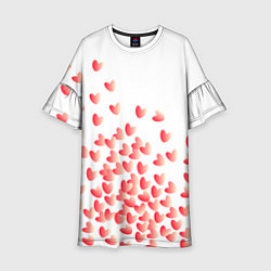 Платье клеш для девочки Падающие сердечки, цвет: 3D-принт