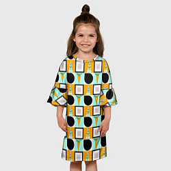 Платье клеш для девочки Зайка и морковка, геометрический паттерн, цвет: 3D-принт — фото 2