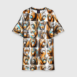 Платье клеш для девочки Орангутаны, цвет: 3D-принт