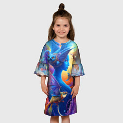 Платье клеш для девочки Синяя Фея, цвет: 3D-принт — фото 2