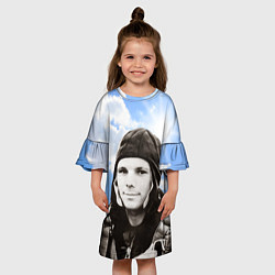 Платье клеш для девочки Летчик космонавт Юра Гагарин, цвет: 3D-принт — фото 2