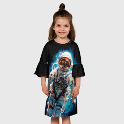 Платье клеш для девочки Космонавт в голубой дымке, цвет: 3D-принт — фото 2