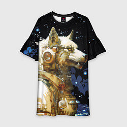 Платье клеш для девочки Космический волк, цвет: 3D-принт