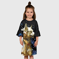 Платье клеш для девочки Космический волк, цвет: 3D-принт — фото 2