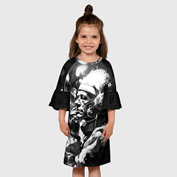 Платье клеш для девочки Космический мыслитель, цвет: 3D-принт — фото 2