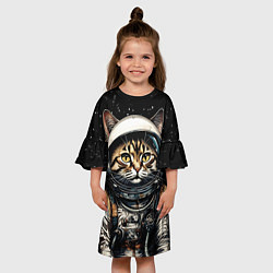 Платье клеш для девочки Кот космический турист, цвет: 3D-принт — фото 2