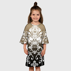 Платье клеш для девочки Череп с узорами, цвет: 3D-принт — фото 2