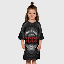 Платье клеш для девочки Герб Советского союза с надписью СССР, цвет: 3D-принт — фото 2